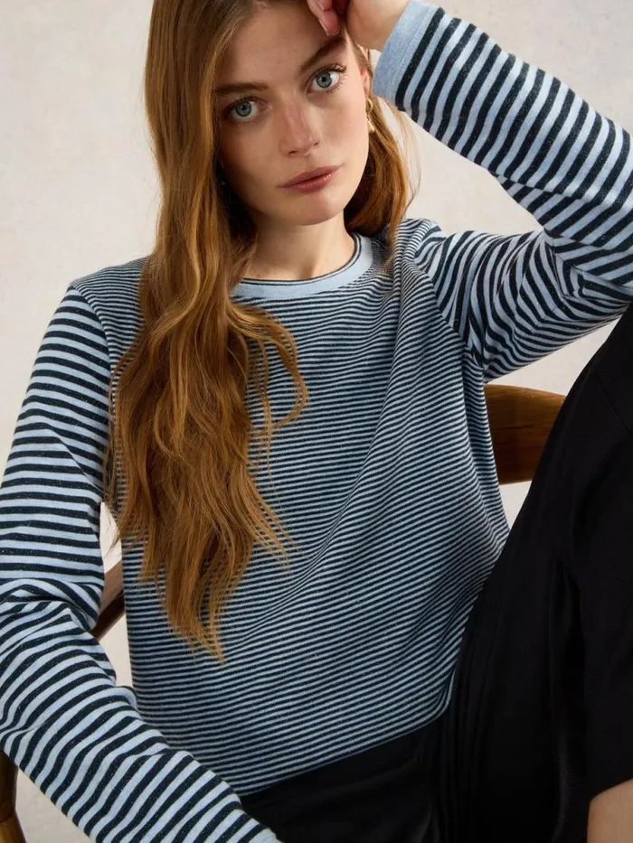 Women CLARA SPARKLE LS TEE Blue Multi White Stuff Tops and Tees