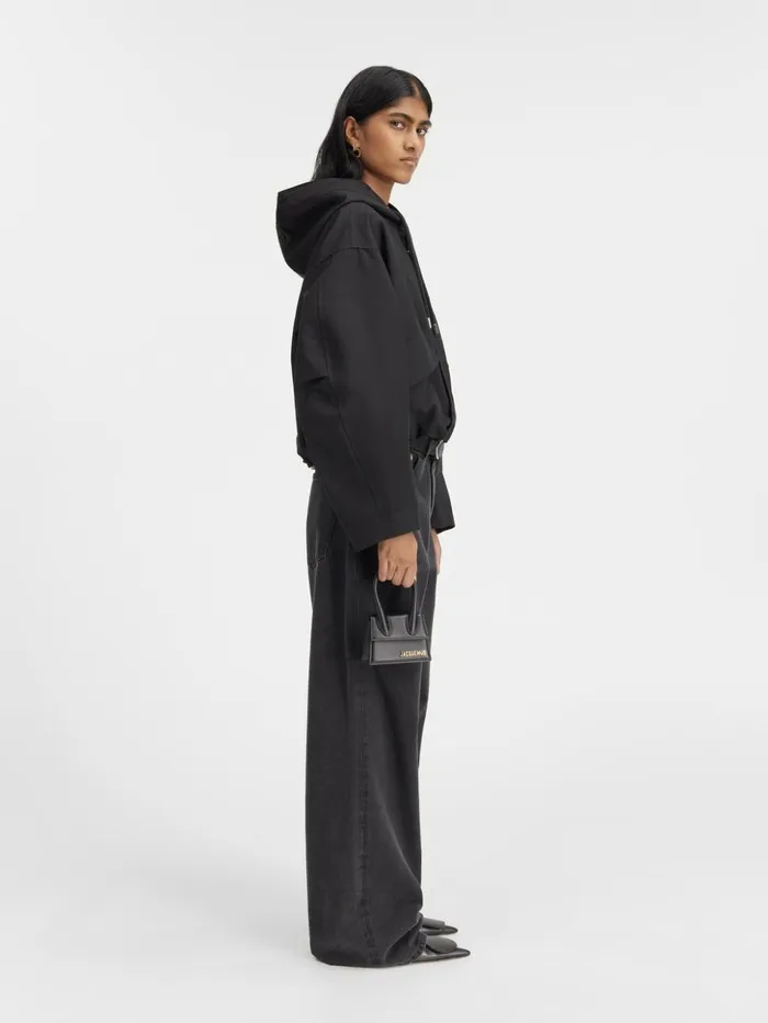 Women Coats and Jackets JACQUEMUS The Caraco Cropped Parka Black Women Coats and Jackets JACQUEMUS The Caraco Cropped Parka Black