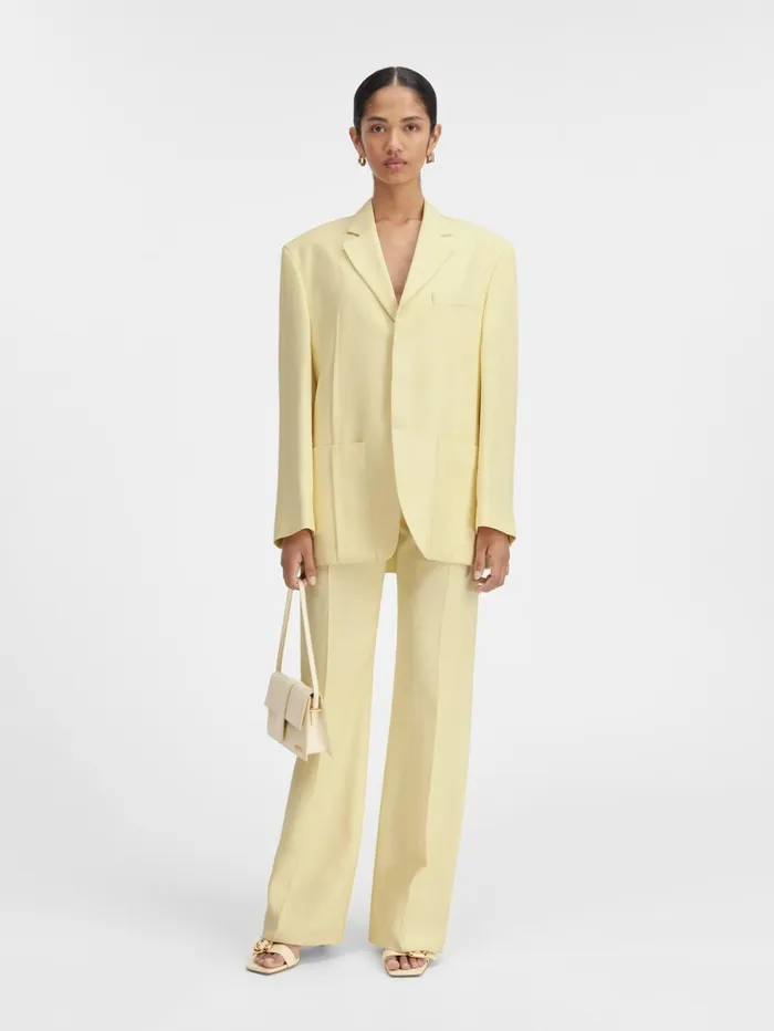 Women Coats and Jackets JACQUEMUS The Man039s Jacket Pale Yellow