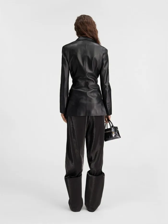 Women Coats and Jackets JACQUEMUS The Tibau Leather Jacket Black Women Coats and Jackets JACQUEMUS The Tibau Leather Jacket Black