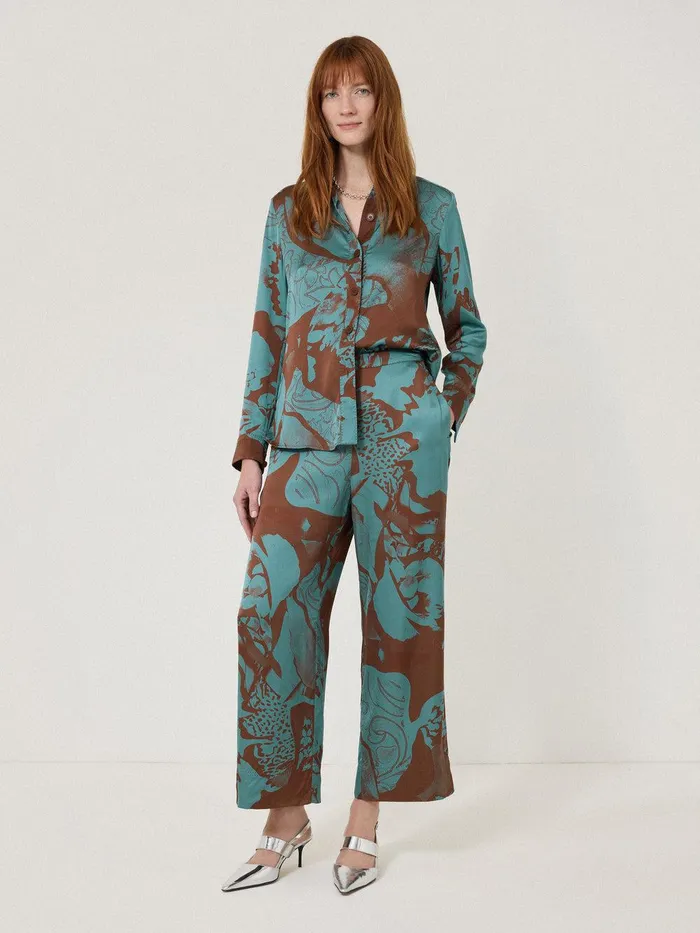 Women Collage Stitch Detail Shirt Blue Jigsaw Shirts and Tops