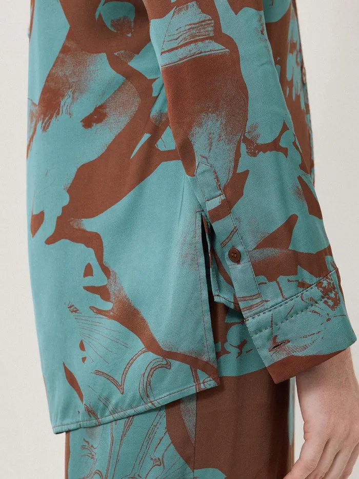 Women Collage Stitch Detail Shirt Blue Jigsaw Shirts and Tops