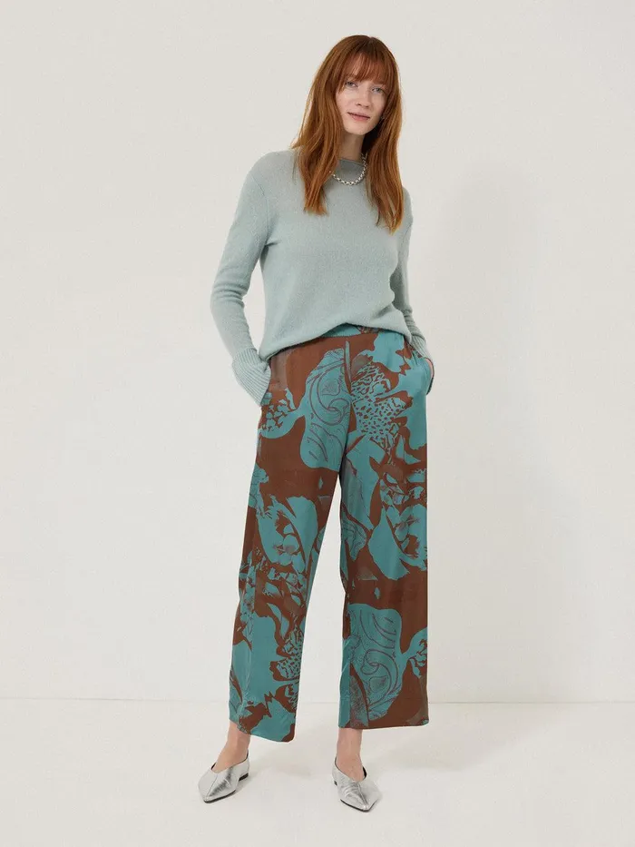 Women Collage Stitch Detail Trouser Blue Jigsaw Coords