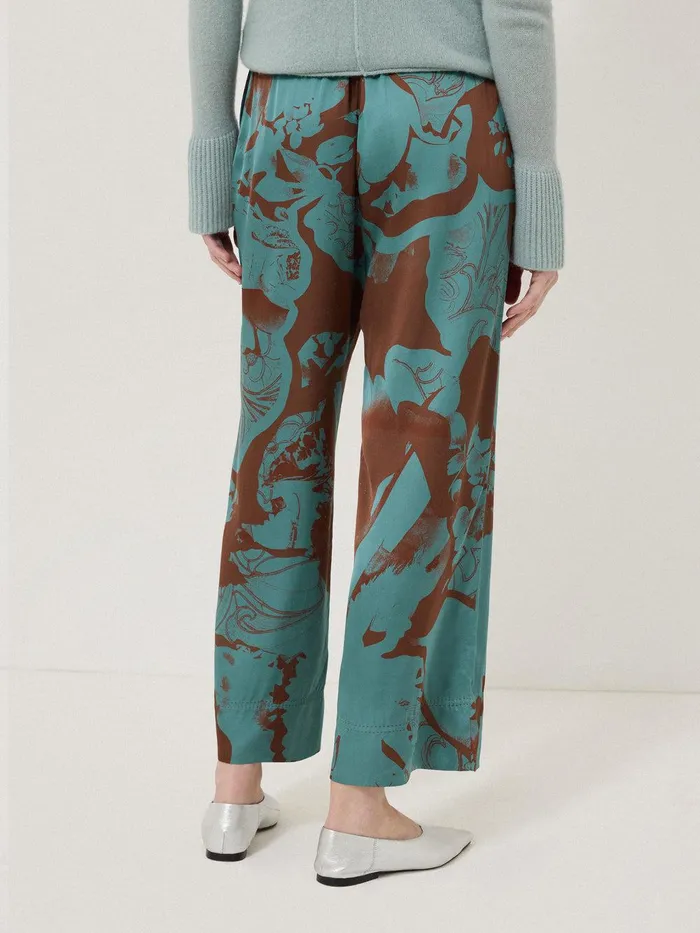 Women Collage Stitch Detail Trouser Blue Jigsaw Coords