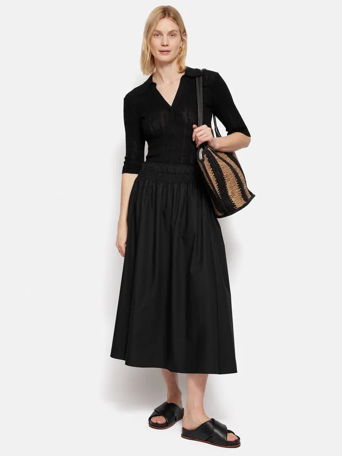 Women Collar Knitted Top Black Jigsaw Shirts and Tops