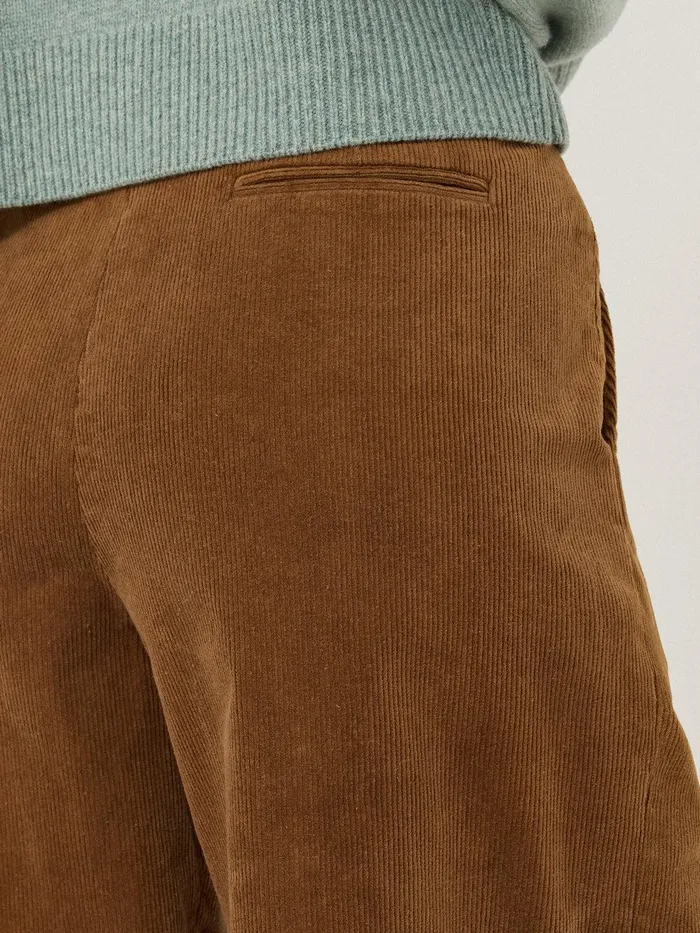 Women Corduroy Pleat Trouser Brown Jigsaw Trousers