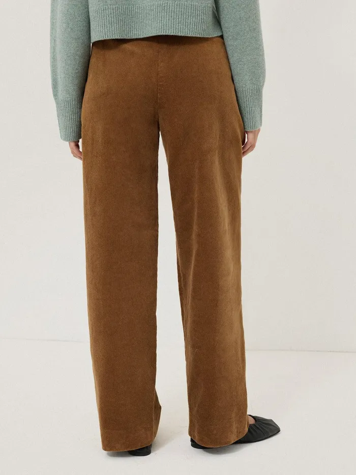Women Corduroy Pleat Trouser Brown Jigsaw Trousers