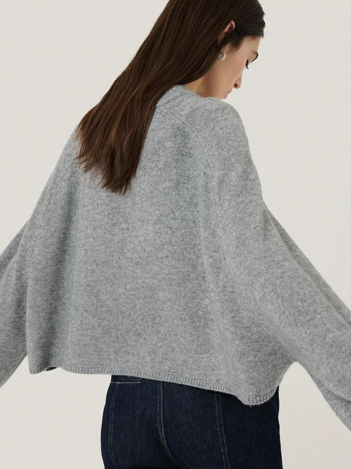 Women Crew Neck Poncho Jumper Grey Jigsaw Ponchos and Scarves