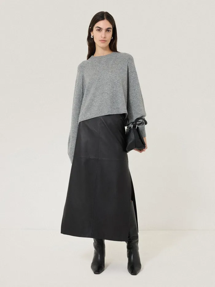 Women Crew Neck Poncho Jumper Grey Jigsaw Ponchos and Scarves
