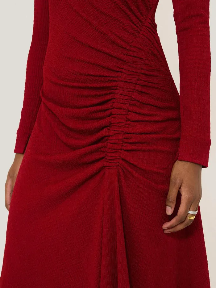 Women Crinkle Ruched Jersey Dress Red Jigsaw Party