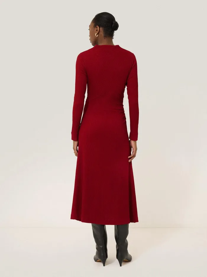 Women Crinkle Ruched Jersey Dress Red Jigsaw Party