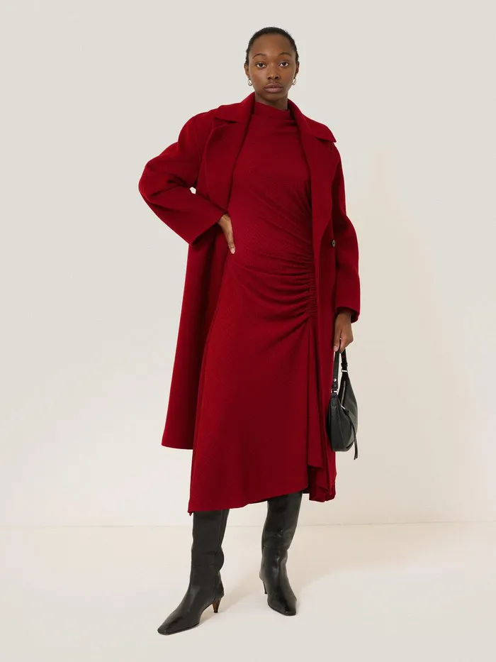Women Crinkle Ruched Jersey Dress Red Jigsaw Party