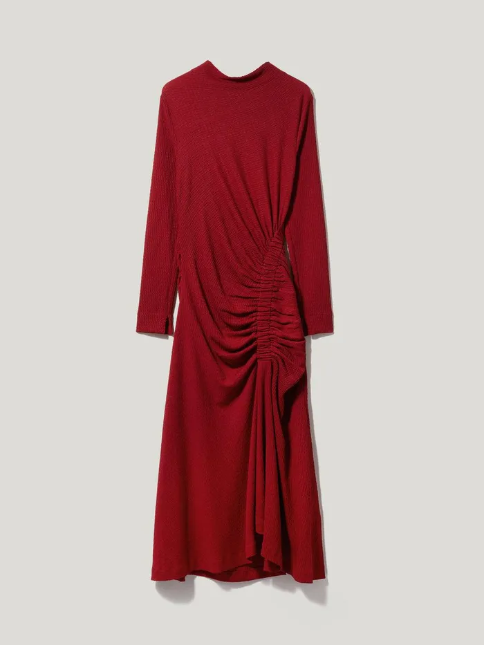 Women Crinkle Ruched Jersey Dress Red Jigsaw Party