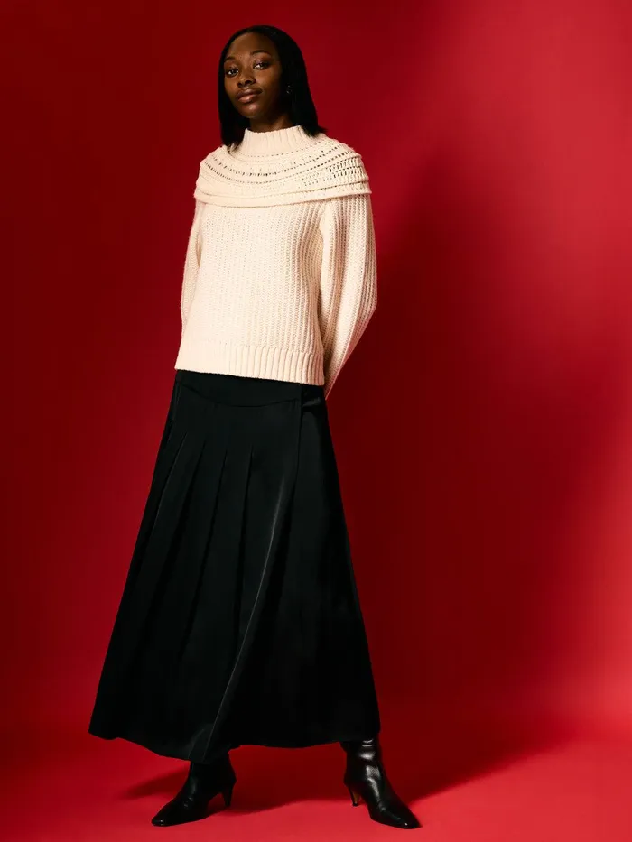 Women Crochet Yoke Jumper Cream Jigsaw Knitwear and Cashmere