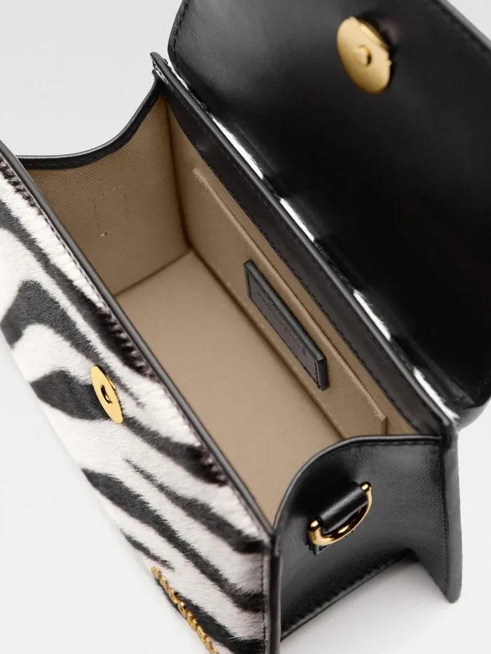 Women Crossbody and Handbags JACQUEMUS The Medium Chiquito Black and White Zebra Women Crossbody and Handbags JACQUEMUS The Medium Chiquito Black and White Zebra