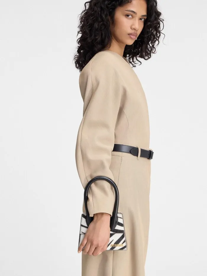Women Crossbody and Handbags JACQUEMUS The Medium Chiquito Black and White Zebra Women Crossbody and Handbags JACQUEMUS The Medium Chiquito Black and White Zebra