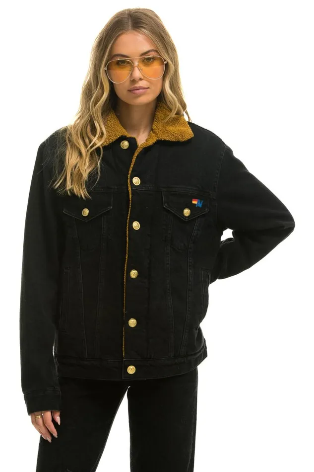 Women Denim Aviator Nation HIGH ON LIFE RANCH SHERPA DENIM JACKET 8211 VINTAGE BLACK Women Denim Aviator Nation HIGH ON LIFE RANCH SHERPA DENIM JACKET 8211 VINTAGE BLACK
