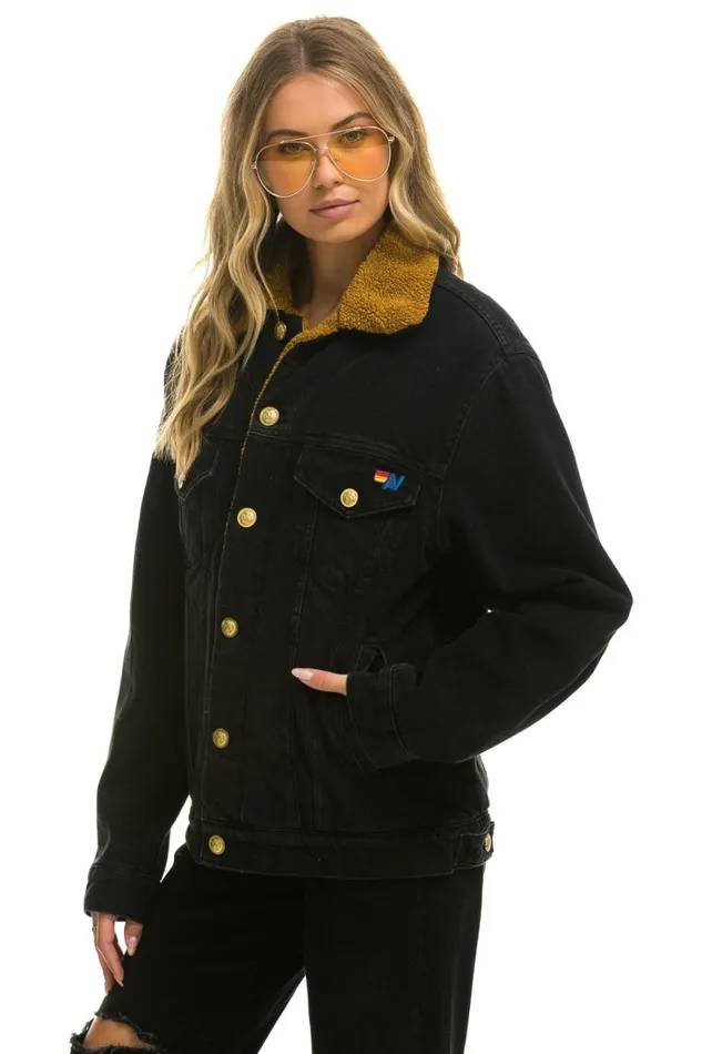 Women Denim Aviator Nation HIGH ON LIFE RANCH SHERPA DENIM JACKET 8211 VINTAGE BLACK Women Denim Aviator Nation HIGH ON LIFE RANCH SHERPA DENIM JACKET 8211 VINTAGE BLACK