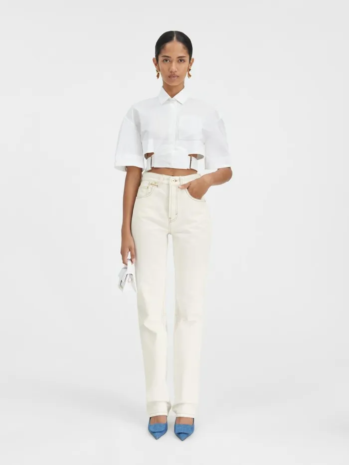 Women Denim JACQUEMUS The Straight DeNmes Denim Pants Offwhitetabac