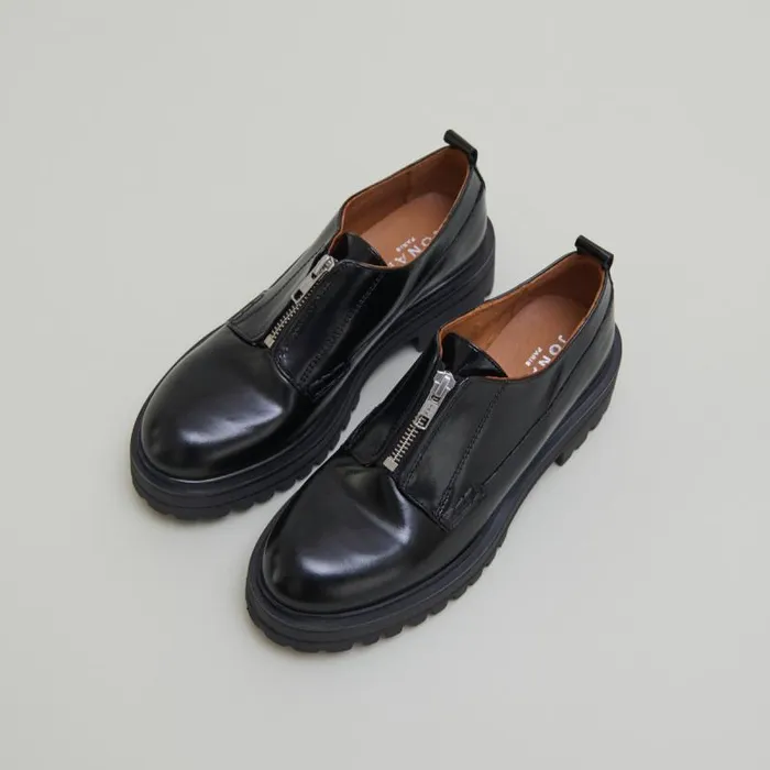Women Derbies With Zips And Notched Soles Black JONAK Derbies Oxfords