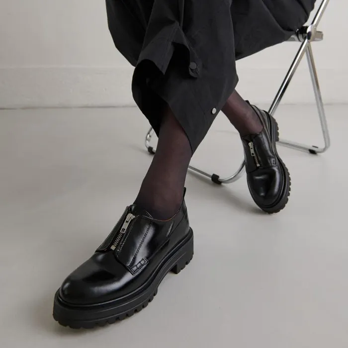 Women Derbies With Zips And Notched Soles Black JONAK Derbies Oxfords