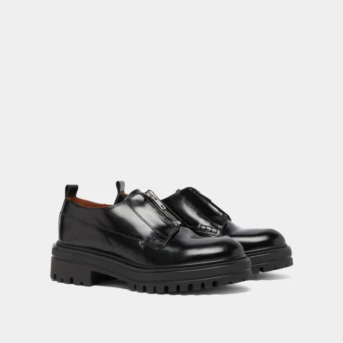 Women Derbies With Zips And Notched Soles Black JONAK Derbies Oxfords