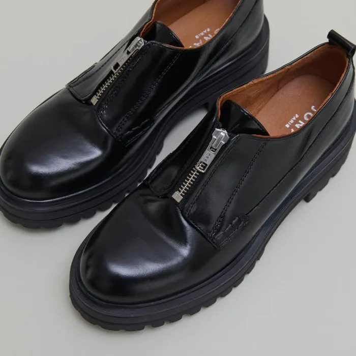 Women Derbies With Zips And Notched Soles Black JONAK Derbies Oxfords