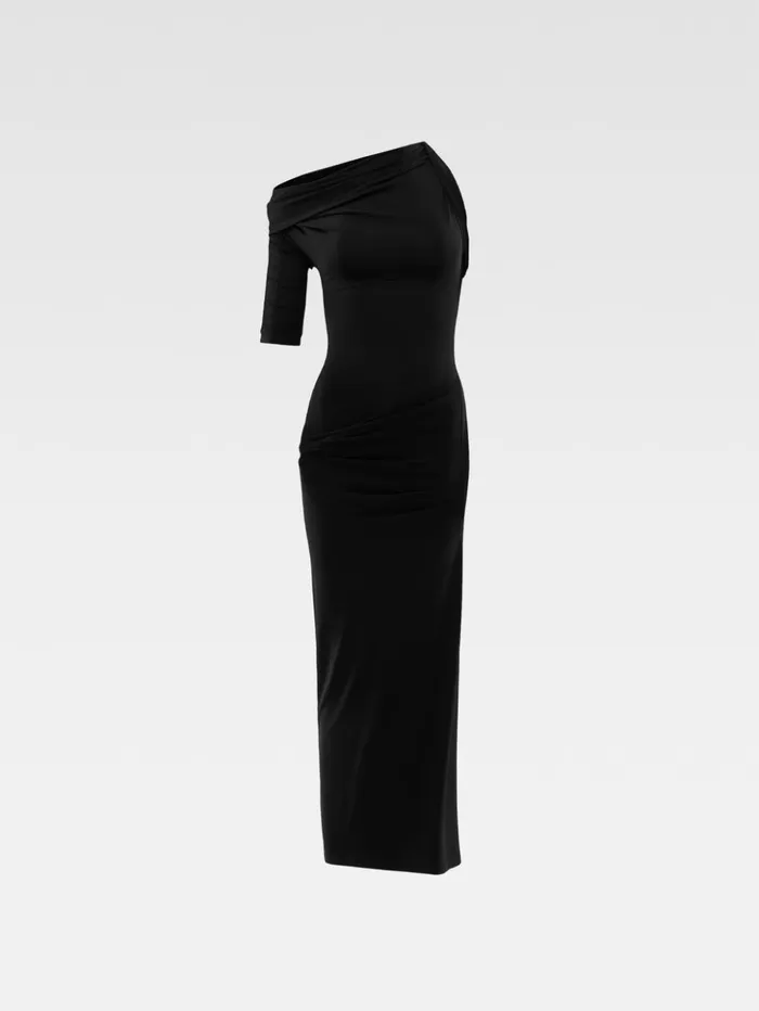 Women Dresses and Skirts JACQUEMUS The Drapeado Dress Black Women Dresses and Skirts JACQUEMUS The Drapeado Dress Black