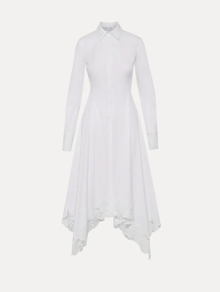 Women Dresses Oscar De La Renta Floral Guipure Handkerchief Dress White