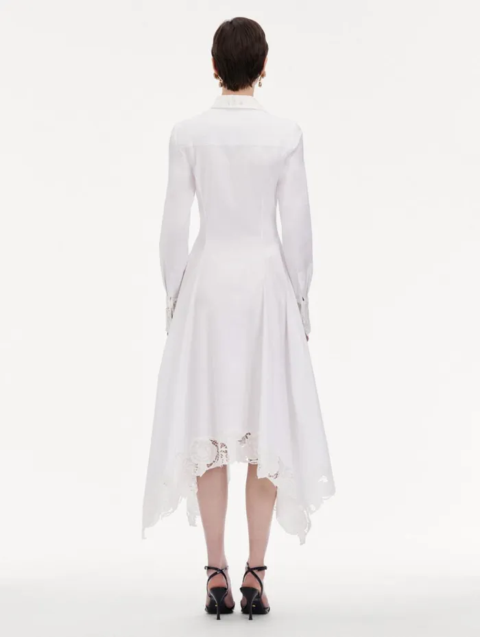 Women Dresses Oscar De La Renta Floral Guipure Handkerchief Dress White Women Dresses Oscar De La Renta Floral Guipure Handkerchief Dress White