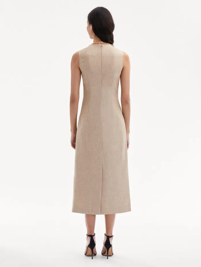 Women Dresses Oscar De La Renta Marbled Carnation Canvas Pencil Dress Linen Red Women Dresses Oscar De La Renta Marbled Carnation Canvas Pencil Dress Linen Red
