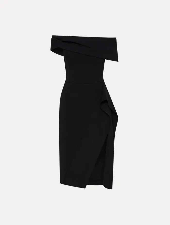 Women Dresses Oscar De La Renta RibbonDetailed Off Shoulder Cocktail Dress Black