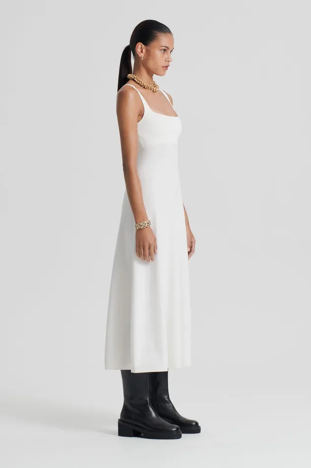 Women Dresses Scanlan Theodore CREPE KNIT SQUARE NECK DRESS CREAM