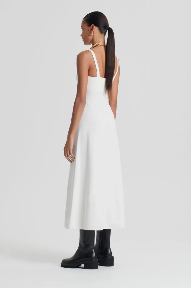 Women Dresses Scanlan Theodore CREPE KNIT SQUARE NECK DRESS CREAM