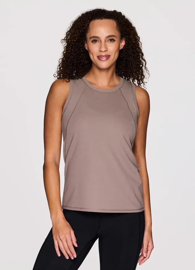Women Dusk 039Til Dawn Side Ribbed Tank Dark Taupe RBX Active Tanks