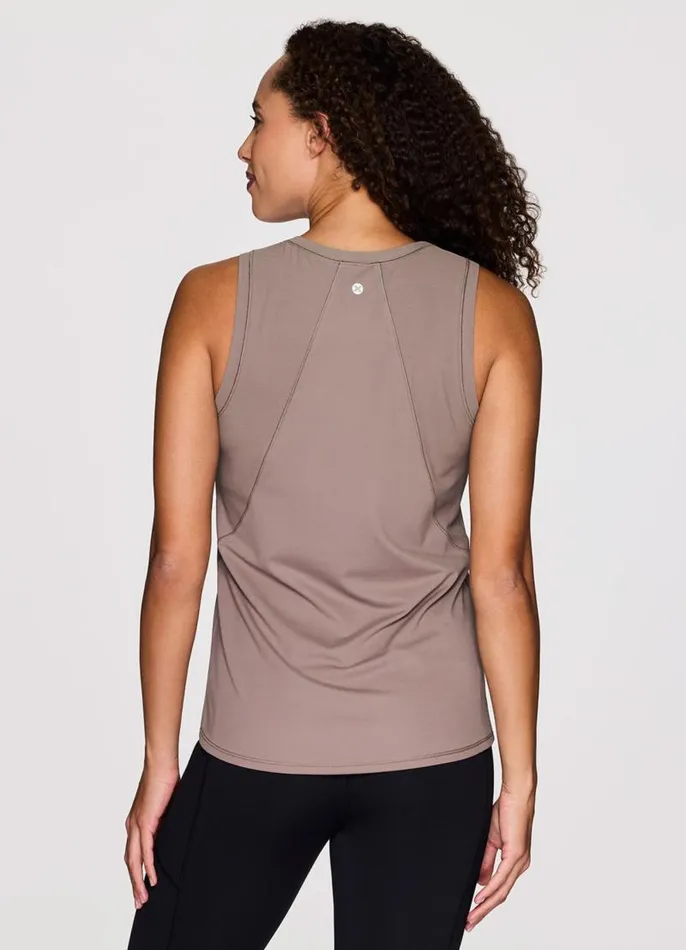 Women Dusk 039Til Dawn Side Ribbed Tank Dark Taupe RBX Active Tanks