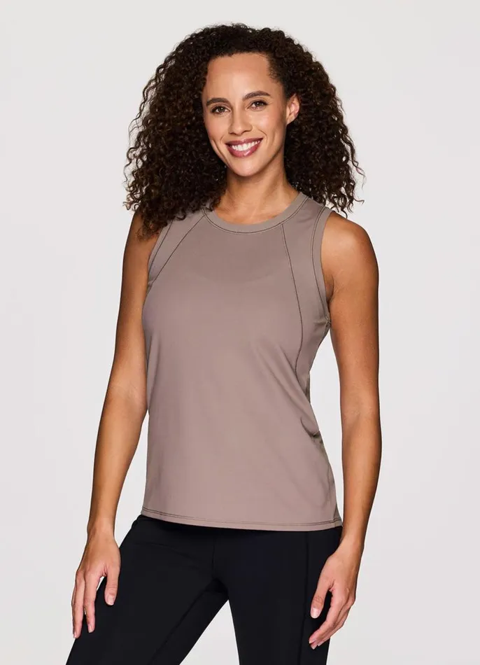 Women Dusk 039Til Dawn Side Ribbed Tank Dark Taupe RBX Active Tanks