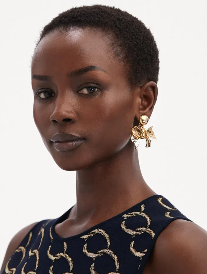 Women Earrings Oscar De La Renta Bow Drop ClipOn Earrings Gold Women Earrings Oscar De La Renta Bow Drop ClipOn Earrings Gold