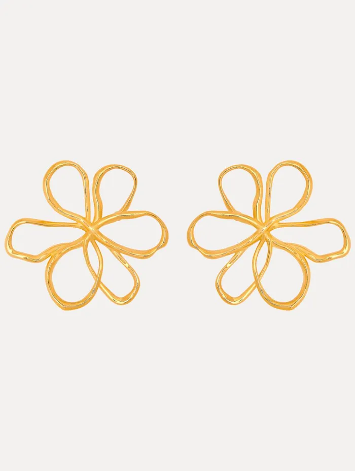 Women Earrings Oscar De La Renta Large Threaded Flower Earrings Gold