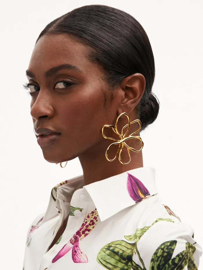 Women Earrings Oscar De La Renta Large Threaded Flower Earrings Gold Women Earrings Oscar De La Renta Large Threaded Flower Earrings Gold