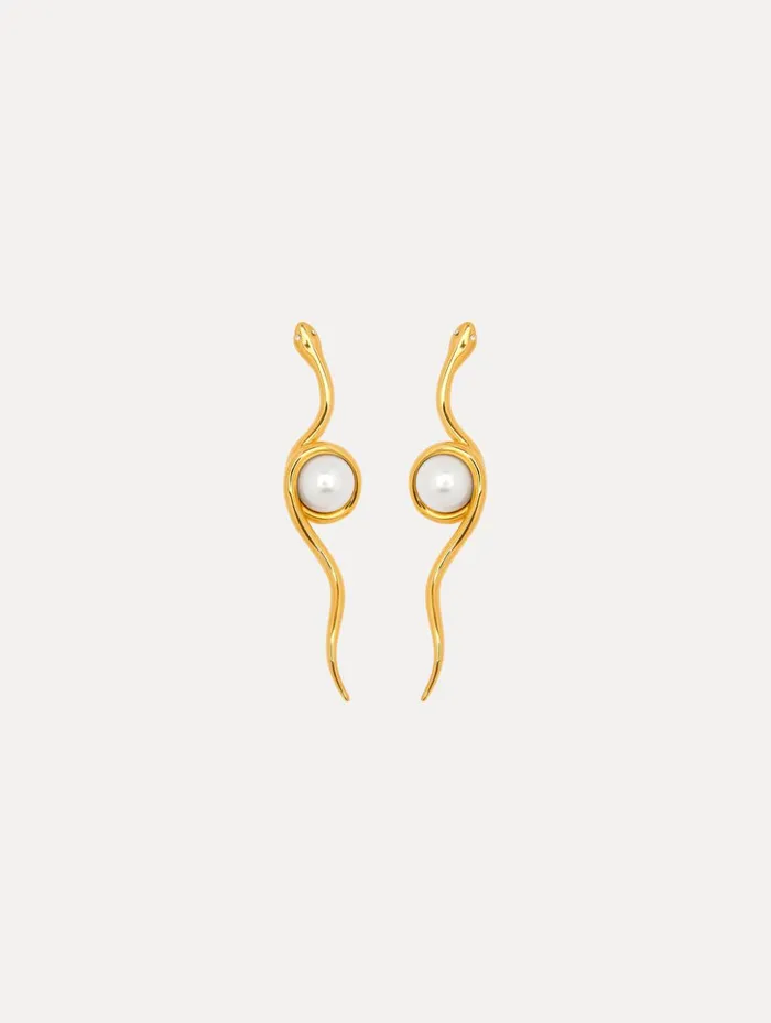 Women Earrings Oscar De La Renta Spiral Snake Earrings Gold