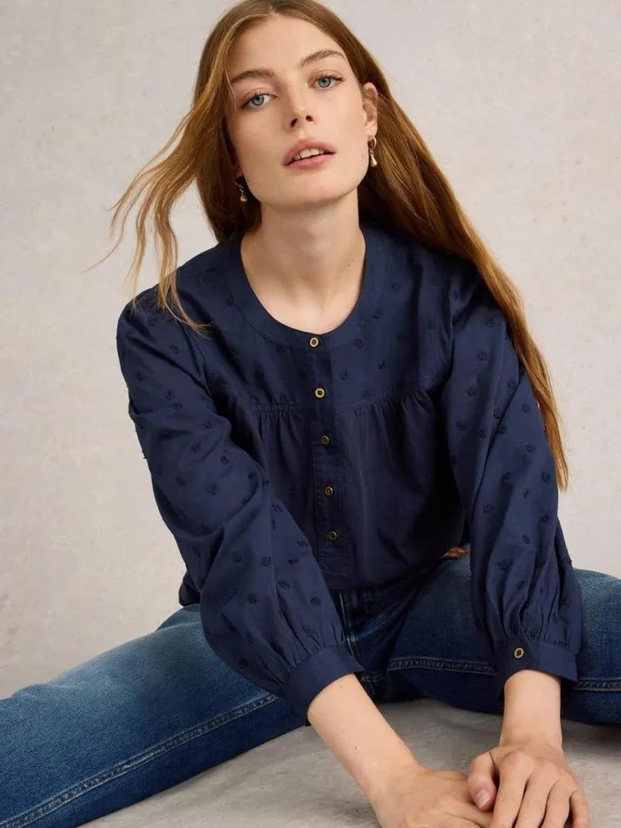 Women ELOISE DOBBY MIX SHIRT Dark Navy White Stuff Shirts and Blouses