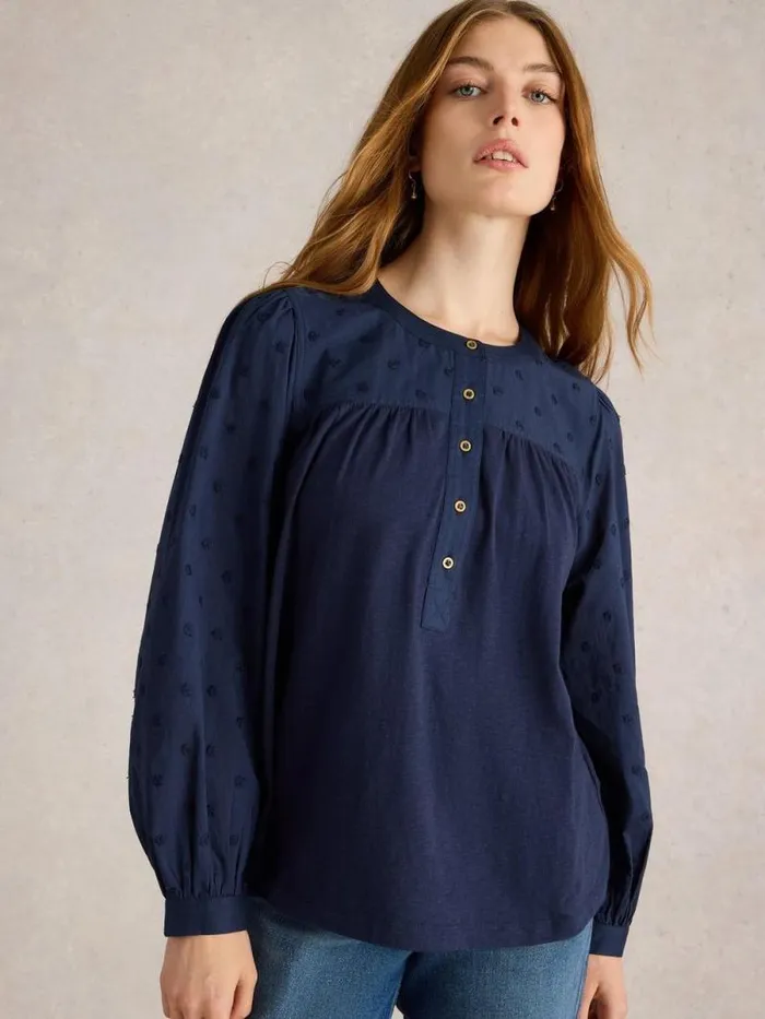 Women ELOISE DOBBY MIX SHIRT Dark Navy White Stuff Shirts and Blouses Women ELOISE DOBBY MIX SHIRT Dark Navy White Stuff Shirts and Blouses