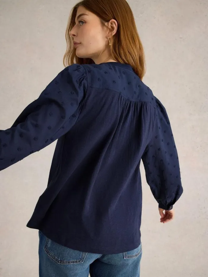 Women ELOISE DOBBY MIX SHIRT Dark Navy White Stuff Shirts and Blouses Women ELOISE DOBBY MIX SHIRT Dark Navy White Stuff Shirts and Blouses