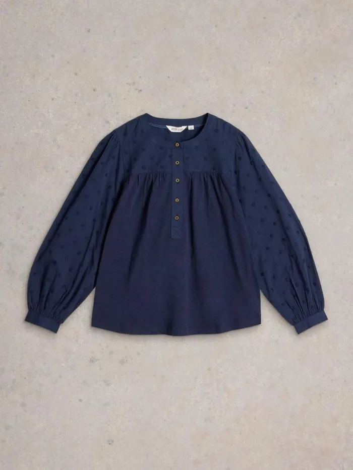Women ELOISE DOBBY MIX SHIRT Dark Navy White Stuff Shirts and Blouses Women ELOISE DOBBY MIX SHIRT Dark Navy White Stuff Shirts and Blouses