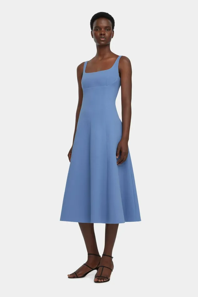 Women Emilia Wickstead Asia Dress In Indigo Blue Double Crepe Dresses