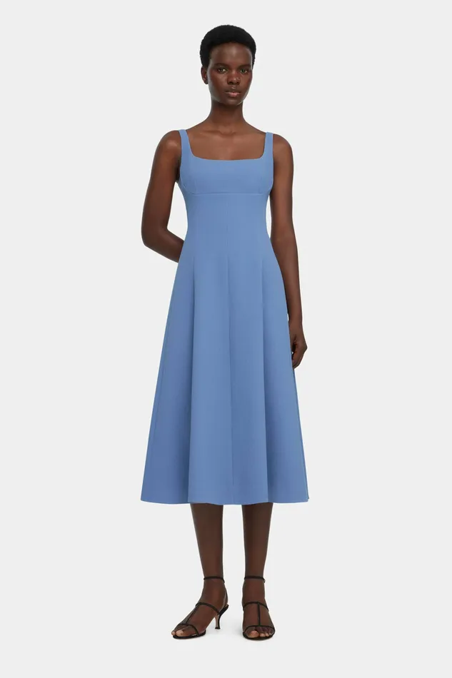 Women Emilia Wickstead Asia Dress In Indigo Blue Double Crepe Dresses Women Emilia Wickstead Asia Dress In Indigo Blue Double Crepe Dresses