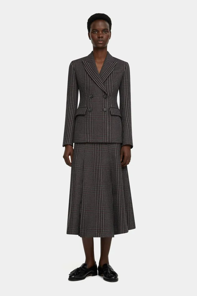Women Emilia Wickstead Dida Jacket in Prince of Wales Check Merino Wool Jackets And Coats