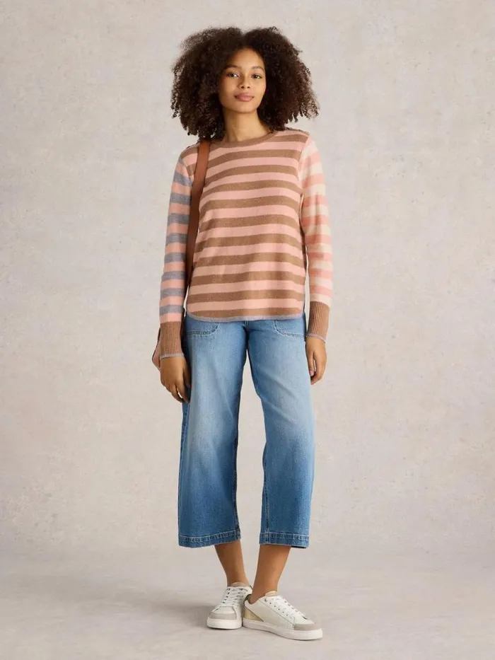 Women EMMA STRIPE JUMPER Pink Multi White Stuff Knitwear