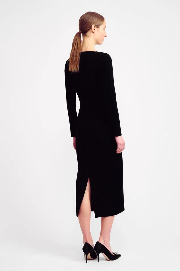 Women Erletta Square Neck Dress in Black Double Crepe Dresses Emilia Wickstead
